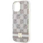 DKNY DKHMP14SHCPTSE iPhone 14 / 15 / 13 6.1 inch beige hardcase IML Checkered Mono Pattern & Printed - imagine 6