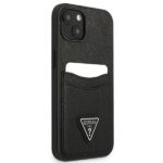 Guess GUHCP13MPSATPK iPhone 13 / 14 / 15 6.1" black hardcase SaffianoTriangle Logo Cardslot - imagine 4