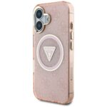 Case Guess IML Metal Glitter 4G Circle Triangle MagSafe for iPhone 16 pink - imagine 2