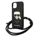 Karl Lagerfeld KLHCP13MCMNIPK iPhone 13/14/15 6,1" hardcase black Leather Monogram Patch and Cord Ic - imagine 5