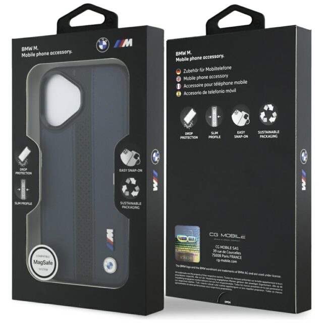 Case BMW M Perforated Stripe Logo MagSafe for iPhone 17 navy blue - imagine 8