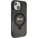Guess GUHMP14SHRSGSK iPhone 14 / 15 / 13 6.1" black hardcase Ring Stand Script Glitter MagSafe - imagine 4