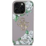 Case Guess Grained Roses Big 4G logo for iPhone 16 Pro purple - imagine 3
