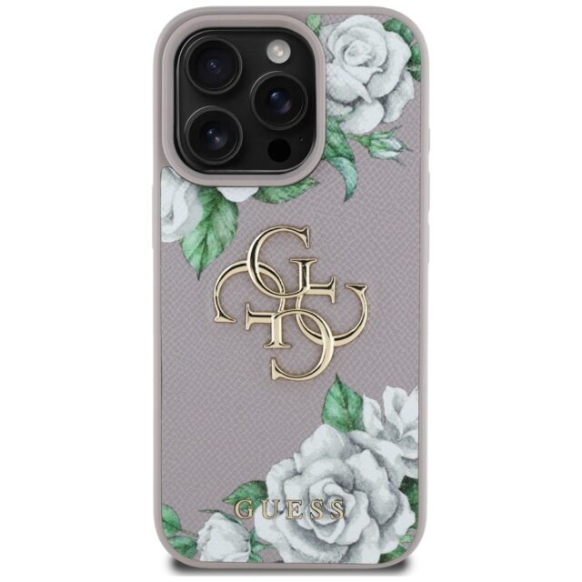 Case Guess Grained Roses Big 4G logo for iPhone 16 Pro purple - imagine 3