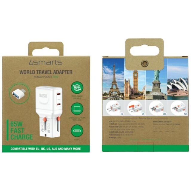 Travel charger 4smarts World Travel Adapter Nomad Pocket 65W white - imagine 7