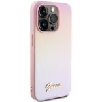 Guess GUHCP15XPSAIRSP iPhone 15 Pro Max 6.7" pink hardcase Saffiano Iridescent Script - imagine 4