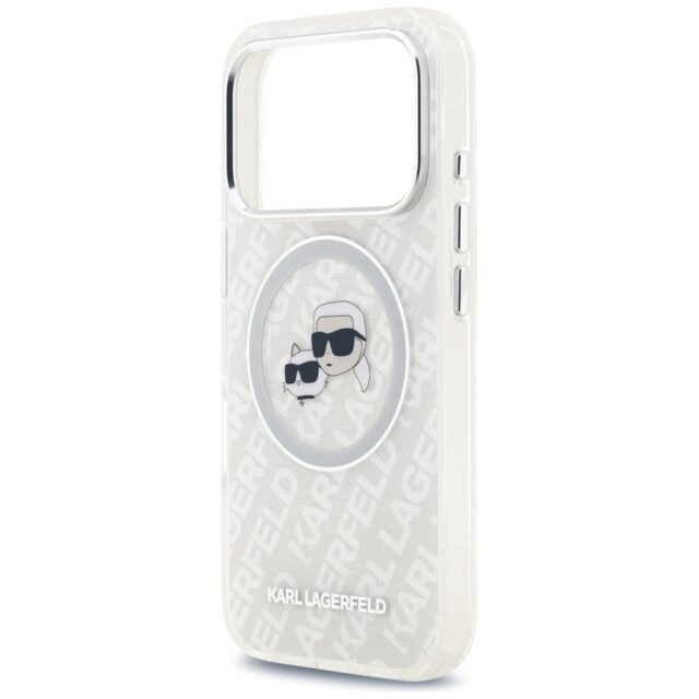 Case Karl Lagerfeld IML Glitter Karl & Choupette Heads Logo MagSafe for iPhone 17 Pro gray - imagine 6