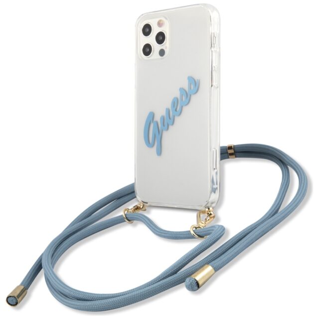 Guess GUHCP12MCRTVSBL iPhone 12/12 Pro 6,1" blue hardcase Script Vintage - imagine 2