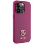 Guess GUHCP15XPS4DGPP iPhone 15 Pro Max 6.7" pink hardcase Strass Metal Logo - imagine 4