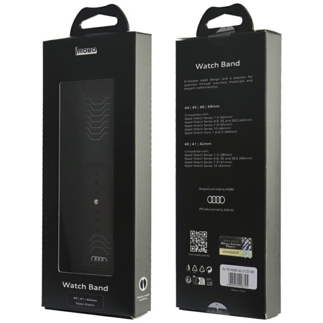 Strap Audi Geometric Pattern Silicone Watch Strap for Apple Watch 40/41/42mm black - imagine 4