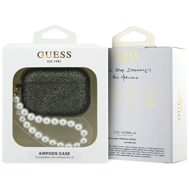 Case Guess Glitter Pearl Strap for  AirPods Pro 3 khaki - imagine 4