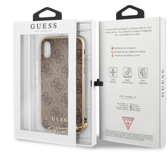 Guess GUHCPXGF4GBR iPhone X/Xs brown hard case 4G Charms Collection - imagine 7