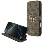Guess Book 4G Metal Logo Case for iPhone 17 Pro Max Brown