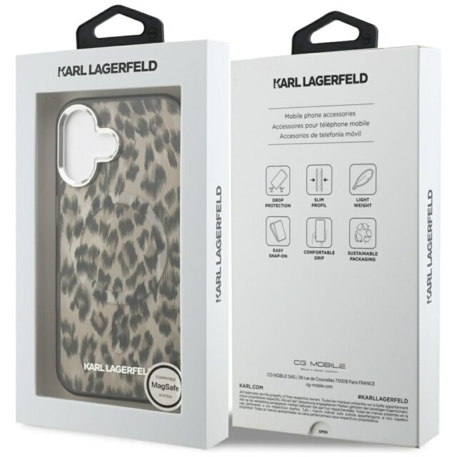 Case Karl Lagerfeld IML Leopard Pattern  MagSafe for iPhone 16 brown - imagine 8
