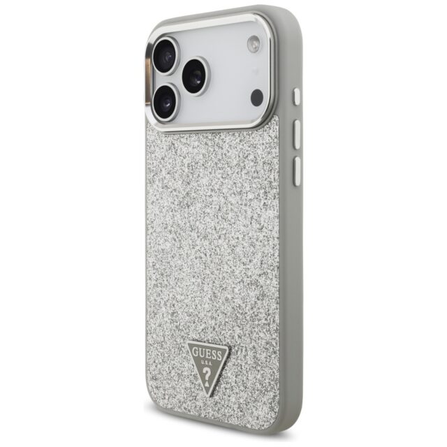 Case Guess Glitter Triangle Logo MagSafe for iPhone 17 Pro Max silver - imagine 2