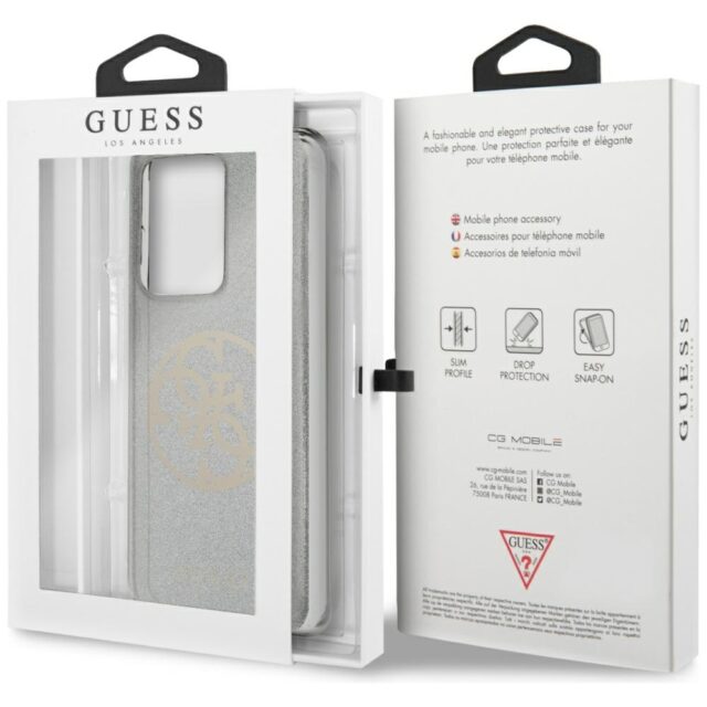 Guess GUHCS69PCUGLLG S20 Ultra G988 light grey hard case Glitter 4G Circle Logo - imagine 7