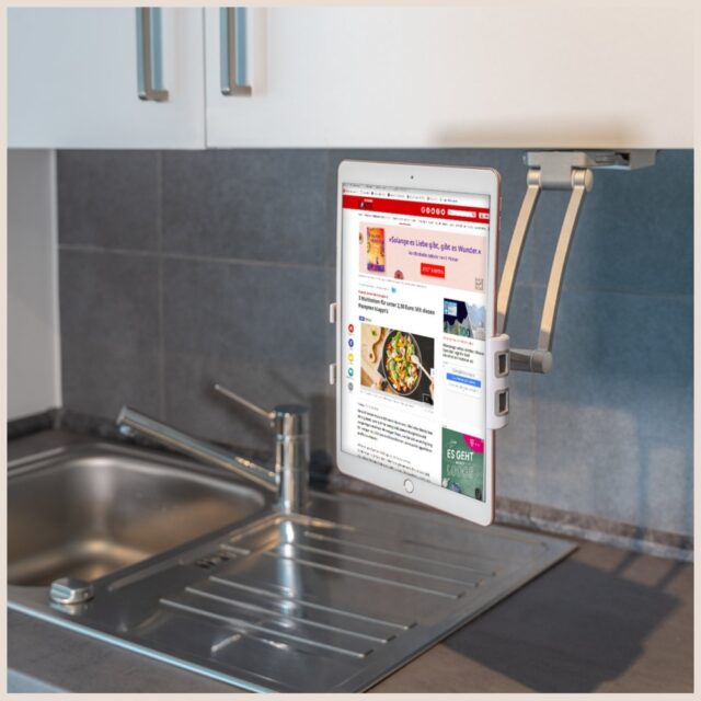 Kitchen holder 4smarts ErgoFix H7 for tablets and smartphones, silver - imagine 9