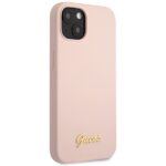 Guess GUHCP13MLSLMGLP iPhone 13 / 14 / 15 6.1" light pink hardcase Silicone Script Gold L - imagine 4