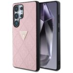 Case Guess Hot Stamp 4G Pattern Triangle Metal Logo Samsung Galaxy S25 Ultra pink