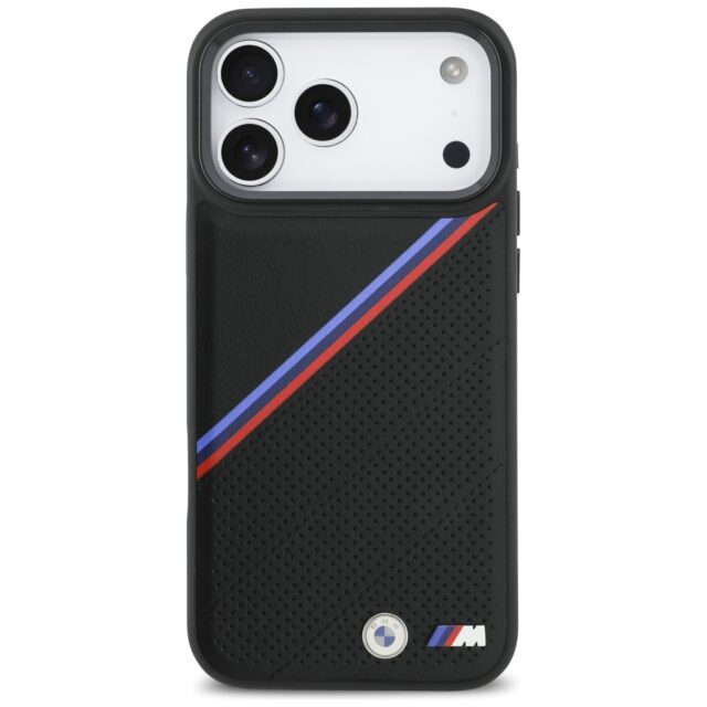 BMW M Tricolor Metal Logo MagSafe Case for iPhone 17 Pro Max Black - imagine 3