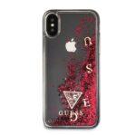 Guess GUHCPXGLUFLRA iPhone X Raspberry hard case Glitter Liquid - imagine 3