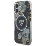 Case Guess Glitter Flowers Triangle Buttons MagSafe for iPhone 16 black - imagine 2