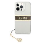 Guess GUHCP13LKB4GBR iPhone 13 Pro / 13 6,1" Transparent hardcase 4G Brown Strap Charm - imagine 3