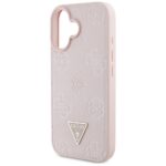 Case Guess Grained Hot Stamp Peony Triangle Logo MagSafe for iPhone 16 pink - imagine 6