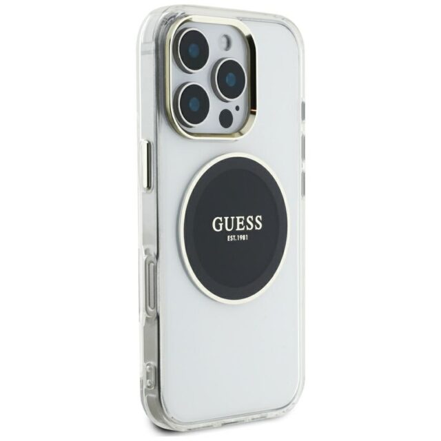 Case Guess IML Metal Colored Circle Classic Logo MagSafe for iPhone 16 Pro Max black - imagine 4