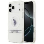 US Polo DH and Bottom Stripe Logo MagSafe Case for iPhone 17 Pro Max White