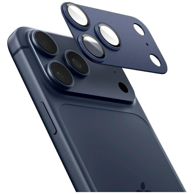 Ochrona na obiektyw aparatu Spigen        Glas.Tr Camera EZ FIT Optik Pro XL do Apple iPhone 17 Pro Max niebieski - imagine 3