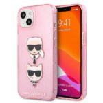 Karl Lagerfeld KLHCP13MKCTUGLP iPhone 13 / 14 / 15 6,1" pink hardcase Glitter Karl`s & Choupette