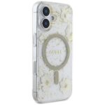 Case Guess Resin Flowers Glitter MagSafe for iPhone 16 beige - imagine 4