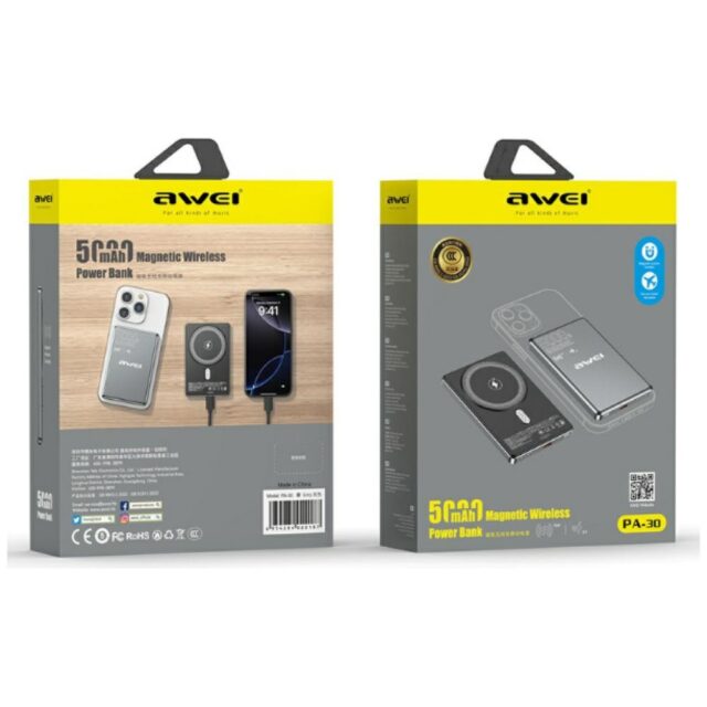 Induction powerbank  Awei PA-30 5000mAh MagSafe grey - imagine 2