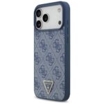 Guess Leather 4G Triangle Strass MagSafe case for iPhone 17 Pro Max blue - imagine 2