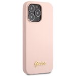 Guess GUHCP13XLSLMGLP iPhone 13 Pro Max 6.7" light pink hardcase Silicone Script Gold Log - imagine 4