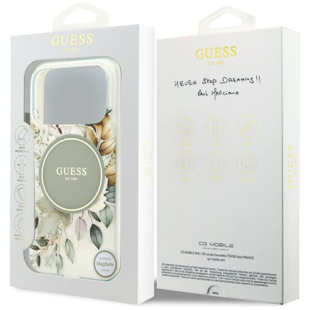 Guess IML Flower & Tonal Circle MagSafe case for iPhone 17 Pro Max green - imagine 8