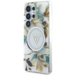 Case Guess Glitter Flowers Triangle Buttons MagSafe for Samsung Galaxy S25 Ultra white - imagine 2