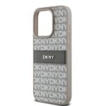 DKNY DKHCP15XPRTHSLE iPhone 15 Pro Max 6.7 inch beige hardcase Leather Mono Stripe & Metal Logo - imagine 6