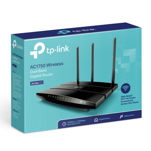 TP-Link Archer C7 | WiFi Router | AC1750, Dual Band, 5x RJ45 1000Mb/s, 1x USB - imagine 3