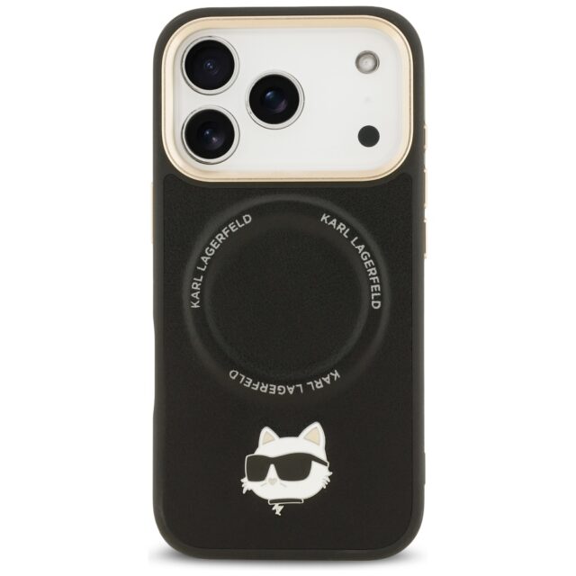 Karl Lagerfeld Big Strap Choupette Metal Logo MagSafe Case for iPhone 17 Pro Black - imagine 3