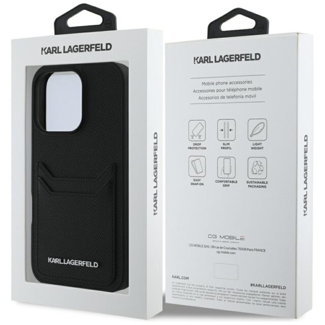 Case Karl Lagerfeld HC Grained PU Cardslot Metal Elong for iPhone 16 Pro black - imagine 8