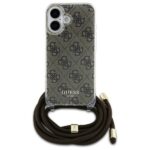 Guess GUHCP16SHC4SEW iPhone 16 6.1" brown hardcase Crossbody Cord 4G Print - imagine 2