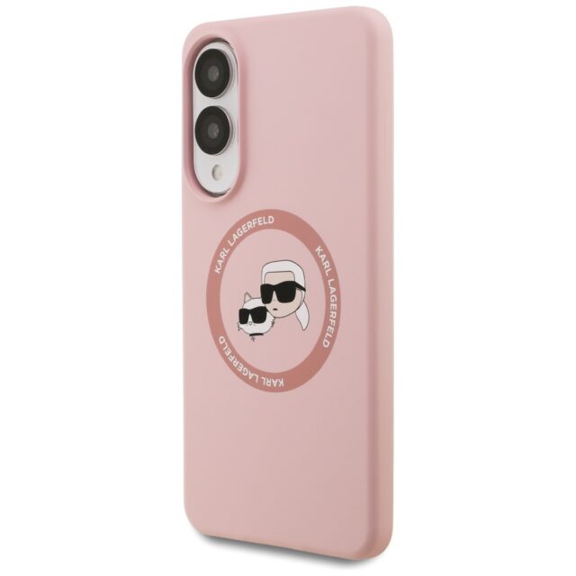 Case Karl Lagerfeld Silicone Double Heads And Circle MagSafe for Samsung Galaxy S25 Edge pink - imagine 2