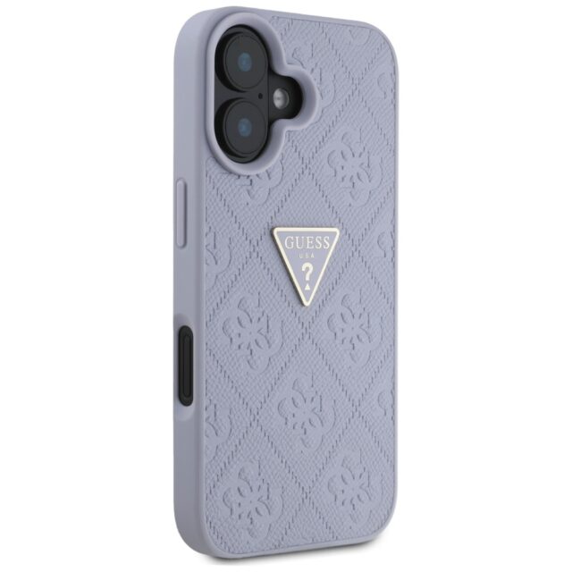Case Guess Hot Stamp 4G Pattern Triangle Metal Logo for iPhone 16 purple - imagine 4