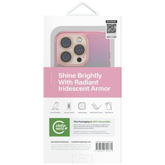 Case UNIQ Iridescia for iPhone 16 Pro Magclick Charging pink prism - imagine 5