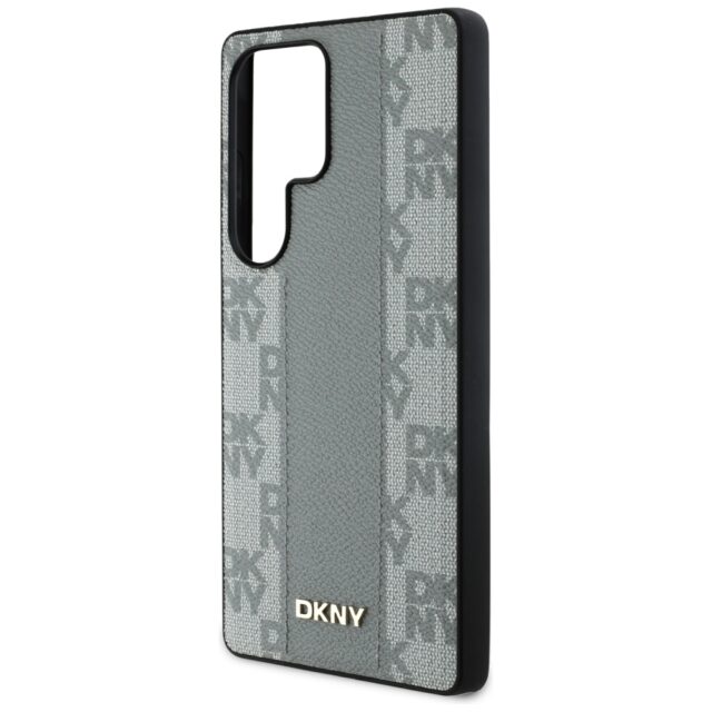 Case DKNY Leather Checkered Pattern MagSafe for Samsung Galaxy S25 Ultra taupe - imagine 6