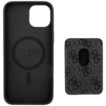 Case Guess 4G Stripes with wallet Magsafe for iPhone 15 black - imagine 5