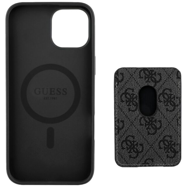 Case Guess 4G Stripes with wallet Magsafe for iPhone 15 black - imagine 5