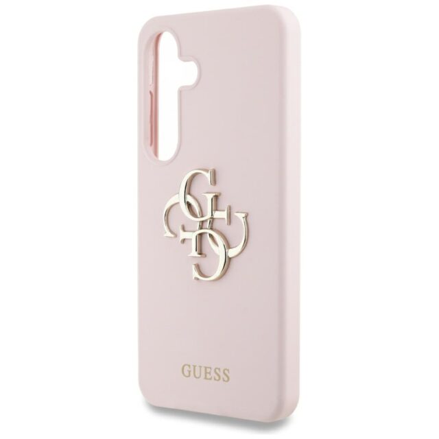 Case Guess Silicone Big 4G Logo Bottom Script Samsung Galaxy S25 pink - imagine 6